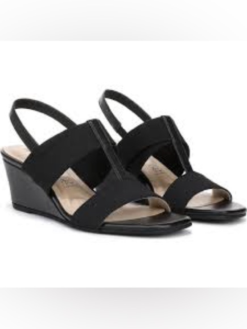 Brand new in box Black Women's Elastic Slingback Wedge Sandals size 8M